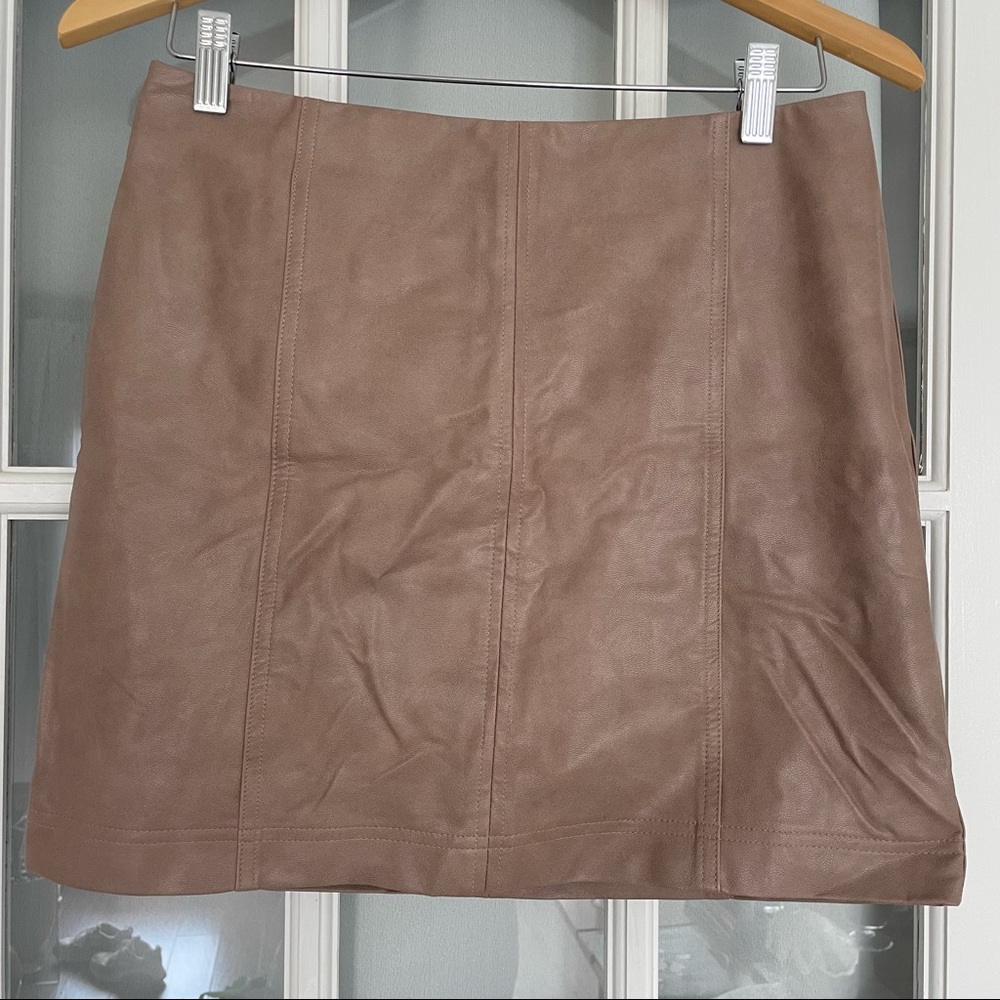 She & Sky Faux Leather Mini Skirt